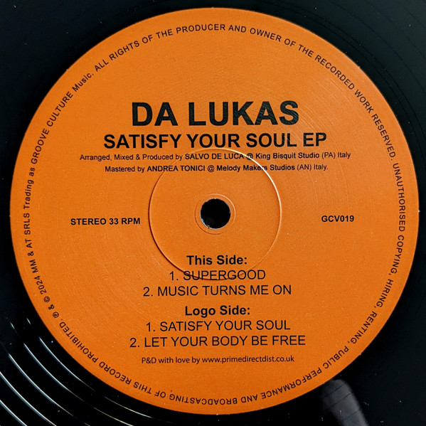 Da Lukas - Satisfy Your Soul EP [Groove Culture]